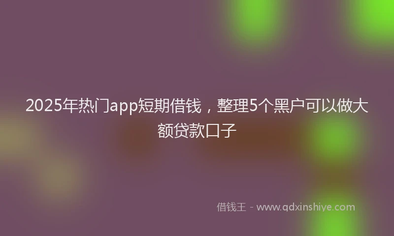 2025年热门app短期借钱，整理5个黑户可以做大额贷款口子