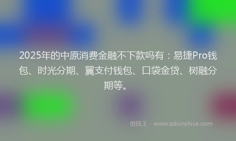 2025年的中原消费金融不下款吗有：易捷Pro钱包、时光分期、翼支付钱包、口袋金贷、树融分期等。