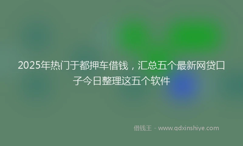 2025年热门于都押车借钱，汇总五个最新网贷口子今日整理这五个软件