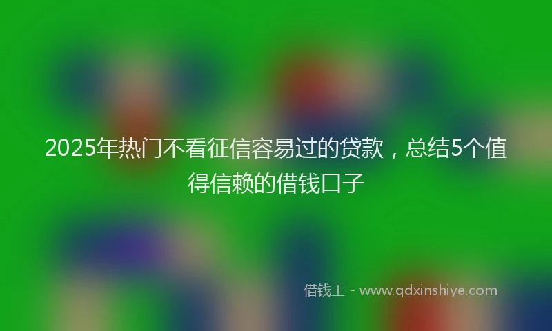 2025年热门不看征信容易过的贷款，总结5个值得信赖的借钱口子