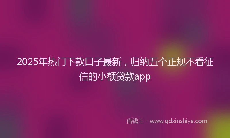 2025年热门下款口子最新，归纳五个正规不看征信的小额贷款app