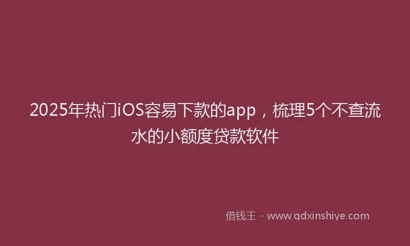 2025年热门iOS容易下款的app，梳理5个不查流水的小额度贷款软件