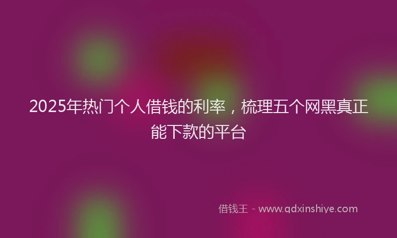 2025年热门个人借钱的利率，梳理五个网黑真正能下款的平台