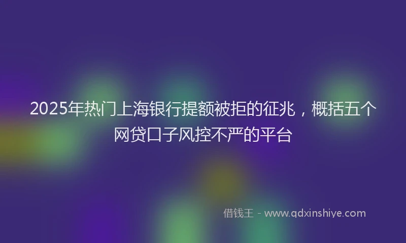 2025年热门上海银行提额被拒的征兆，概括五个网贷口子风控不严的平台