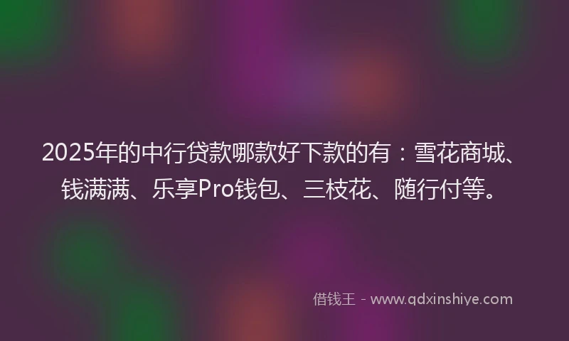 2025年的中行贷款哪款好下款的有：雪花商城、钱满满、乐享Pro钱包、三枝花、随行付等。