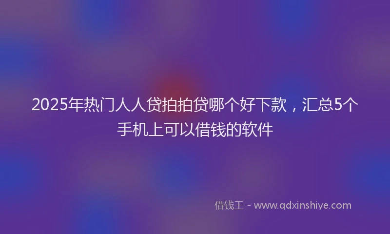 2025年热门人人贷拍拍贷哪个好下款，汇总5个手机上可以借钱的软件