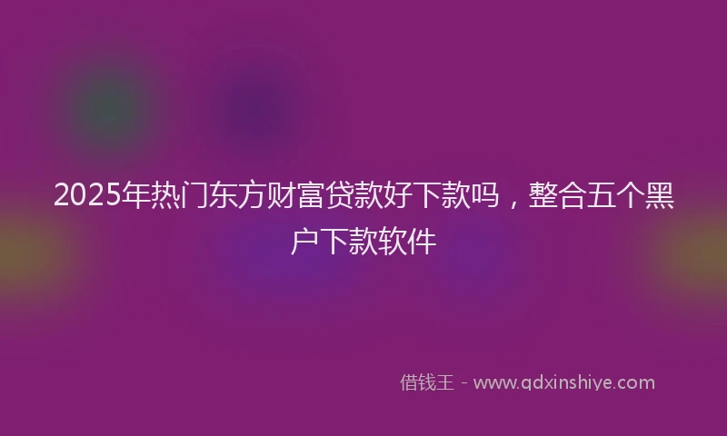 2025年热门东方财富贷款好下款吗，整合五个黑户下款软件