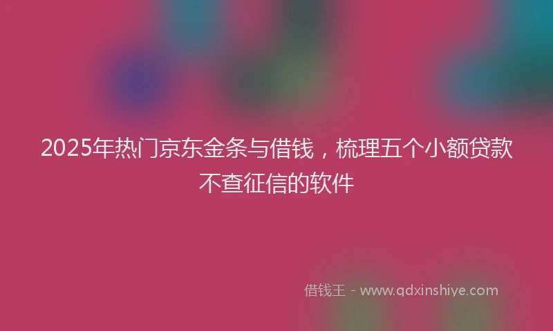 2025年热门京东金条与借钱，梳理五个小额贷款不查征信的软件