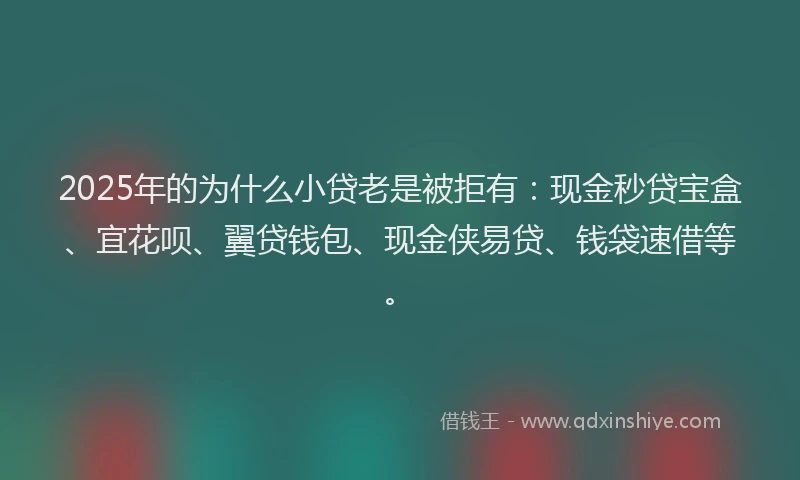 2025年的为什么小贷老是被拒有：现金秒贷宝盒、宜花呗、翼贷钱包、现金侠易贷、钱袋速借等。