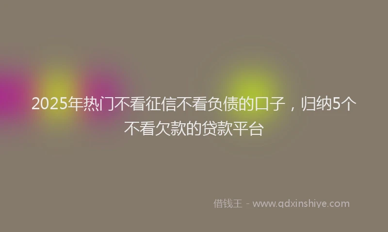2025年热门不看征信不看负债的口子，归纳5个不看欠款的贷款平台