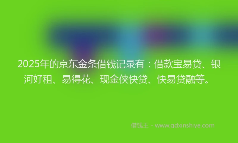 2025年的京东金条借钱记录有：借款宝易贷、银河好租、易得花、现金侠快贷、快易贷融等。