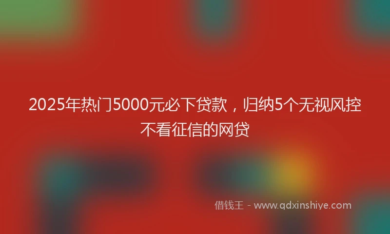 2025年热门5000元必下贷款，归纳5个无视风控不看征信的网贷
