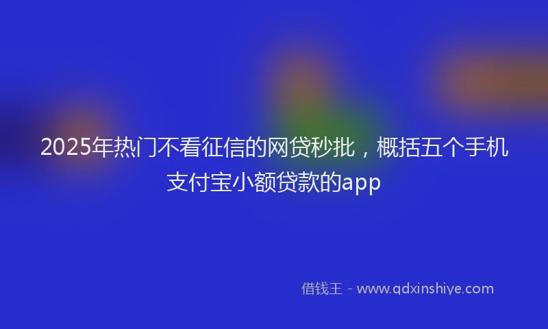 2025年热门不看征信的网贷秒批，概括五个手机支付宝小额贷款的app