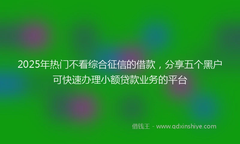 2025年热门不看综合征信的借款，分享五个黑户可快速办理小额贷款业务的平台