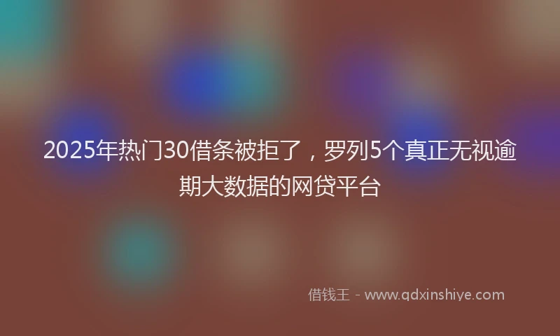 2025年热门30借条被拒了，罗列5个真正无视逾期大数据的网贷平台
