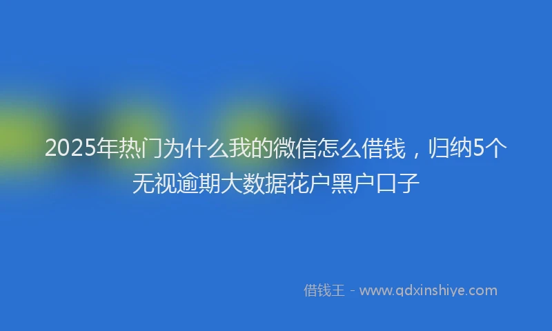 2025年热门为什么我的微信怎么借钱，归纳5个无视逾期大数据花户黑户口子