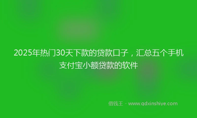 2025年热门30天下款的贷款口子，汇总五个手机支付宝小额贷款的软件