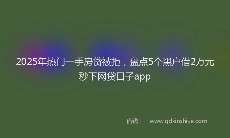 2025年热门一手房贷被拒，盘点5个黑户借2万元秒下网贷口子app