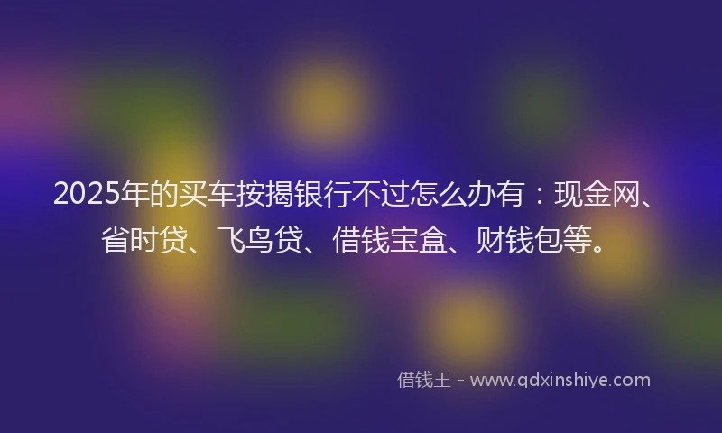 2025年的买车按揭银行不过怎么办有：现金网、省时贷、飞鸟贷、借钱宝盒、财钱包等。