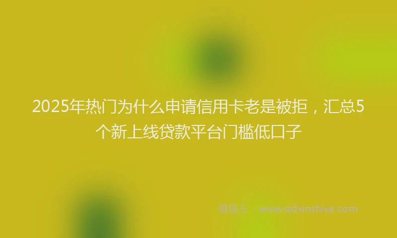 2025年热门为什么申请信用卡老是被拒，汇总5个新上线贷款平台门槛低口子