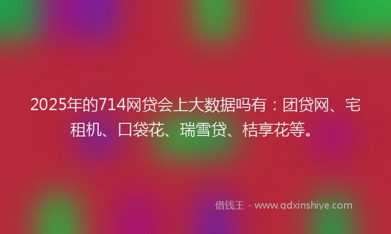 2025年的714网贷会上大数据吗有：团贷网、宅租机、口袋花、瑞雪贷、桔享花等。