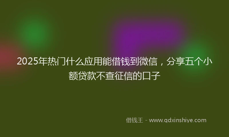 2025年热门什么应用能借钱到微信，分享五个小额贷款不查征信的口子