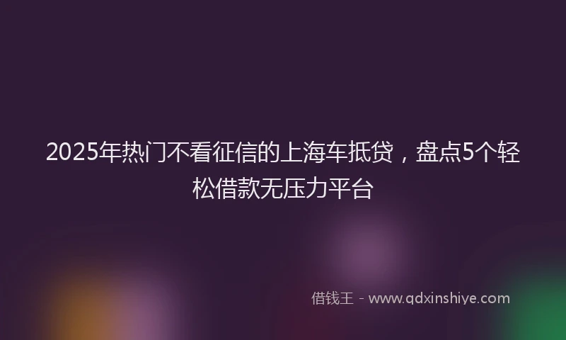 2025年热门不看征信的上海车抵贷，盘点5个轻松借款无压力平台