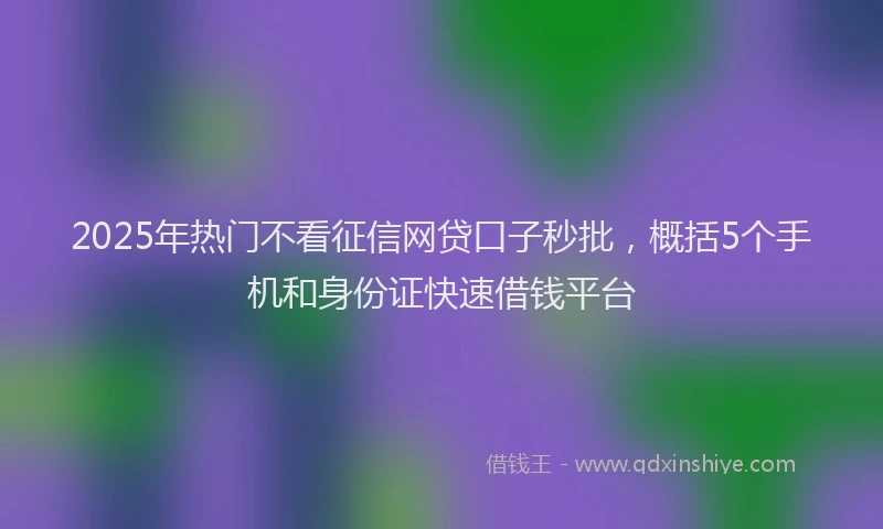 2025年热门不看征信网贷口子秒批，概括5个手机和身份证快速借钱平台