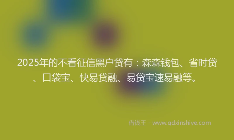 2025年的不看征信黑户贷有：森森钱包、省时贷、口袋宝、快易贷融、易贷宝速易融等。