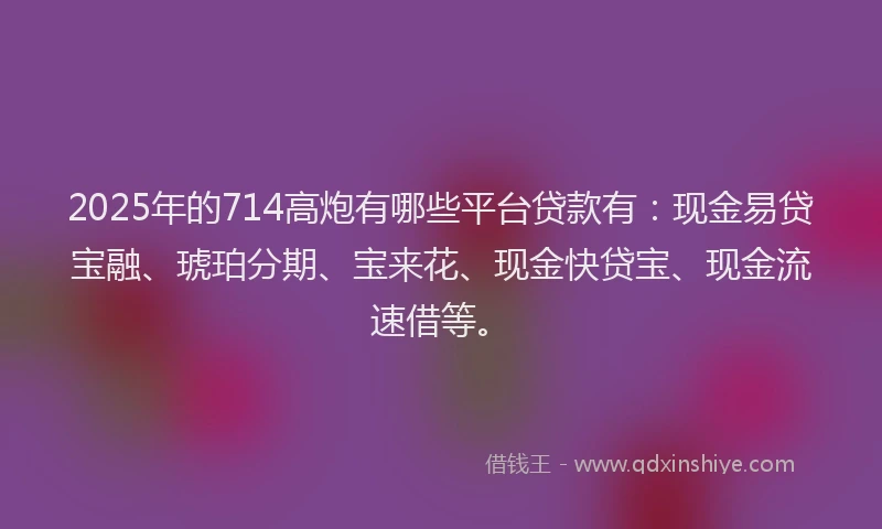 2025年的714高炮有哪些平台贷款有：现金易贷宝融、琥珀分期、宝来花、现金快贷宝、现金流速借等。