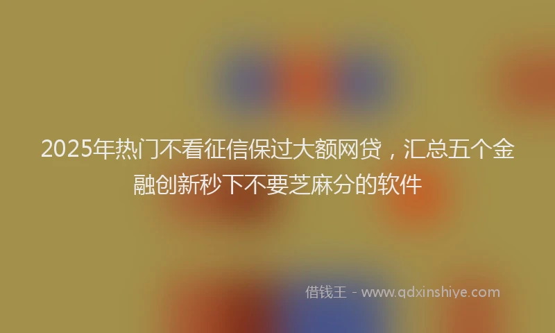 2025年热门不看征信保过大额网贷，汇总五个金融创新秒下不要芝麻分的软件