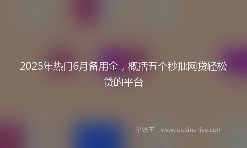 2025年热门6月备用金，概括五个秒批网贷轻松贷的平台