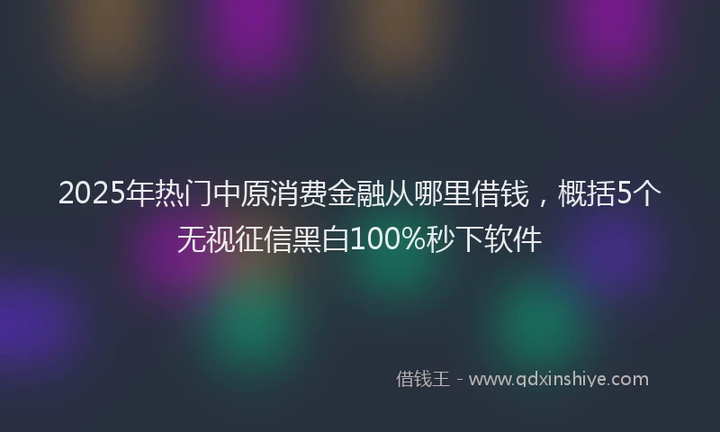 2025年热门中原消费金融从哪里借钱，概括5个无视征信黑白100%秒下软件