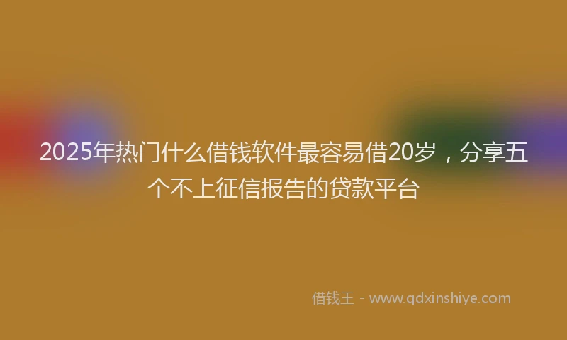 2025年热门什么借钱软件最容易借20岁，分享五个不上征信报告的贷款平台