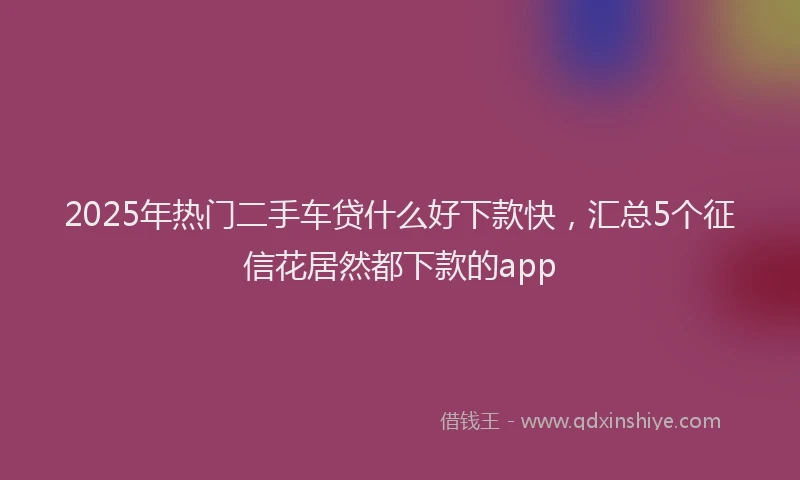 2025年热门二手车贷什么好下款快，汇总5个征信花居然都下款的app