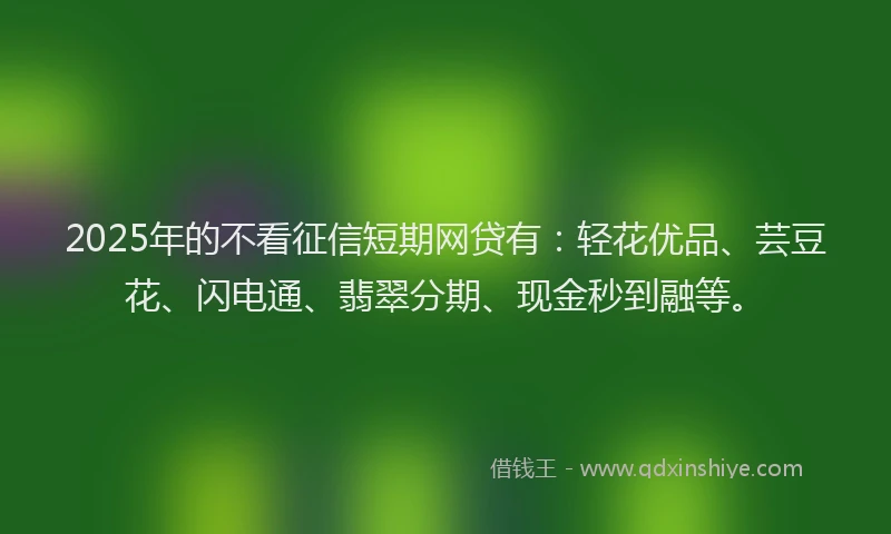 2025年的不看征信短期网贷有：轻花优品、芸豆花、闪电通、翡翠分期、现金秒到融等。