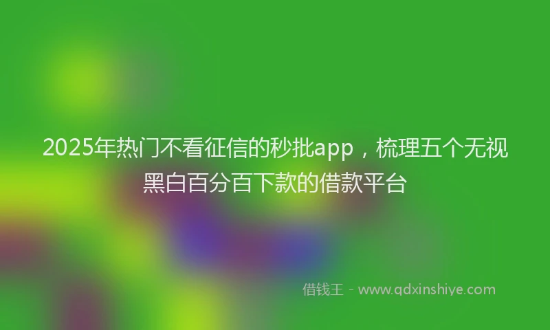 2025年热门不看征信的秒批app，梳理五个无视黑白百分百下款的借款平台
