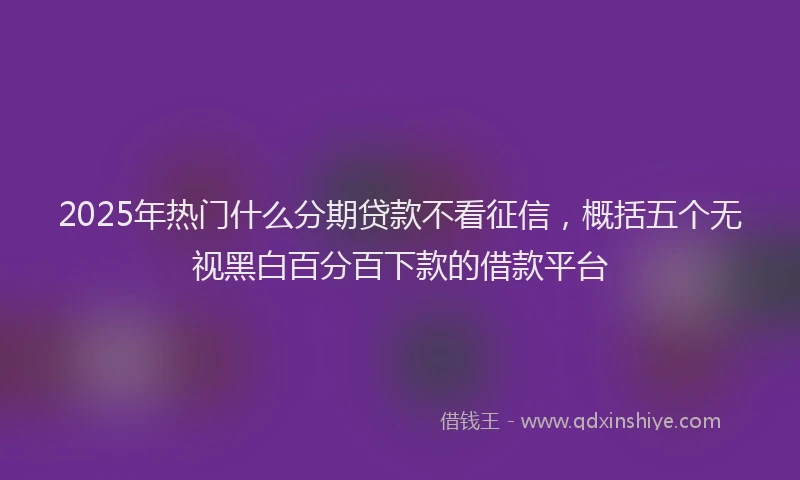 2025年热门什么分期贷款不看征信，概括五个无视黑白百分百下款的借款平台