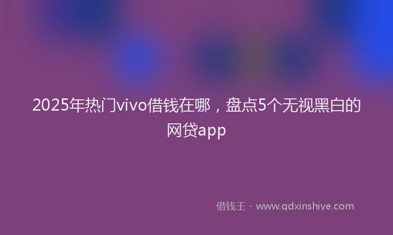 2025年热门vivo借钱在哪，盘点5个无视黑白的网贷app