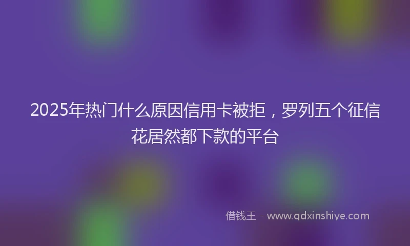 2025年热门什么原因信用卡被拒，罗列五个征信花居然都下款的平台