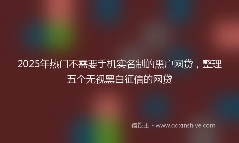 2025年热门不需要手机实名制的黑户网贷，整理五个无视黑白征信的网贷