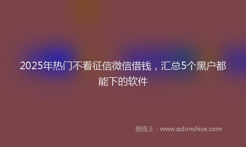 2025年热门不看征信微信借钱，汇总5个黑户都能下的软件