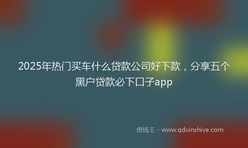 2025年热门买车什么贷款公司好下款，分享五个黑户贷款必下口子app