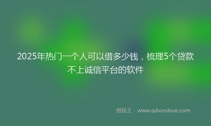 2025年热门一个人可以借多少钱，梳理5个贷款不上诚信平台的软件