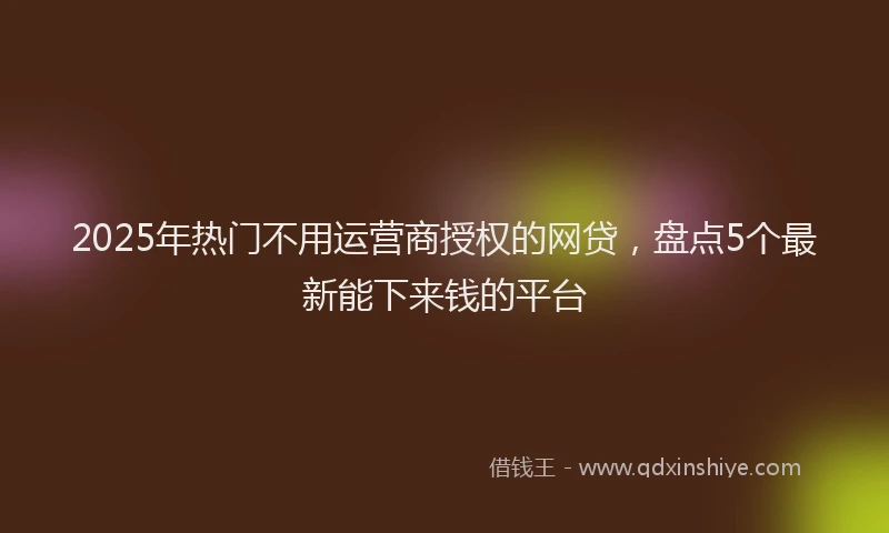 2025年热门不用运营商授权的网贷，盘点5个最新能下来钱的平台