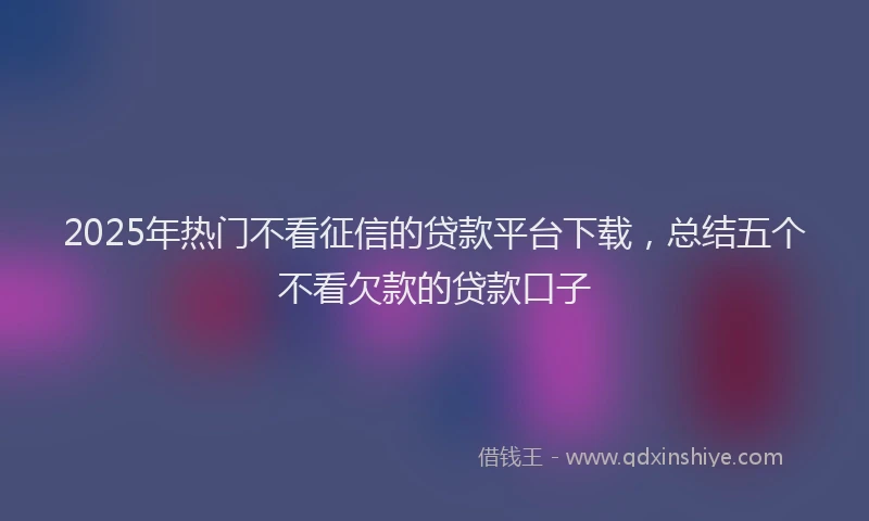 2025年热门不看征信的贷款平台下载，总结五个不看欠款的贷款口子