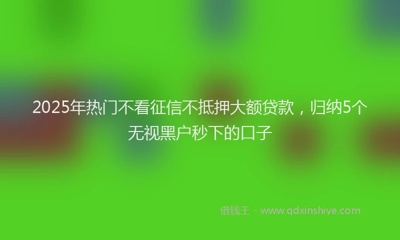 2025年热门不看征信不抵押大额贷款，归纳5个无视黑户秒下的口子