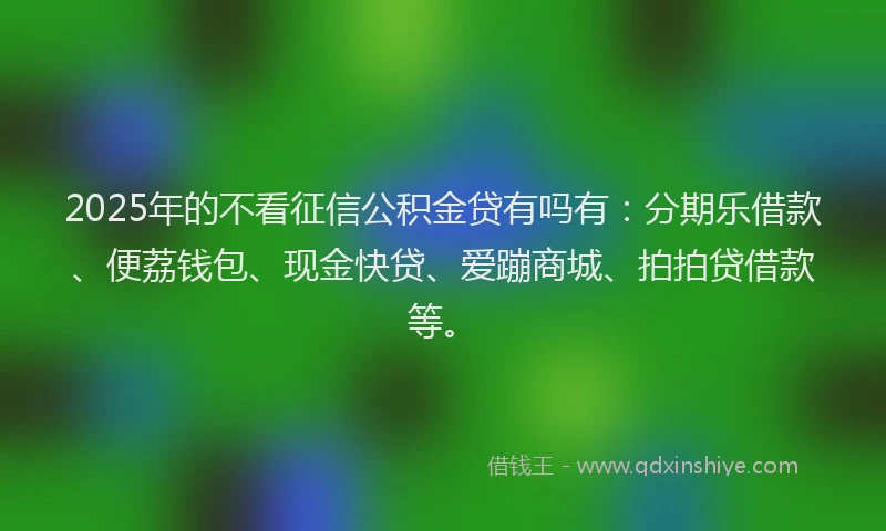 2025年的不看征信公积金贷有吗有：分期乐借款、便荔钱包、现金快贷、爱蹦商城、拍拍贷借款等。