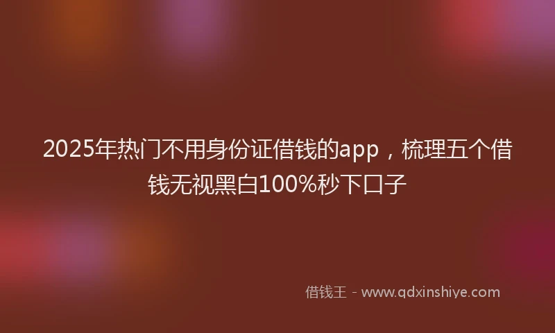 2025年热门不用身份证借钱的app，梳理五个借钱无视黑白100%秒下口子