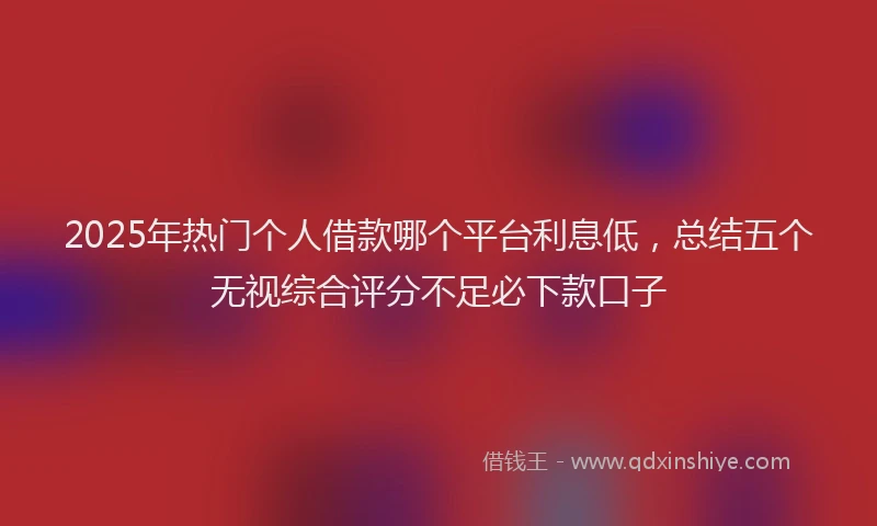 2025年热门个人借款哪个平台利息低，总结五个无视综合评分不足必下款口子